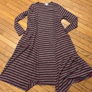 Burgundy and Gray Cardigan